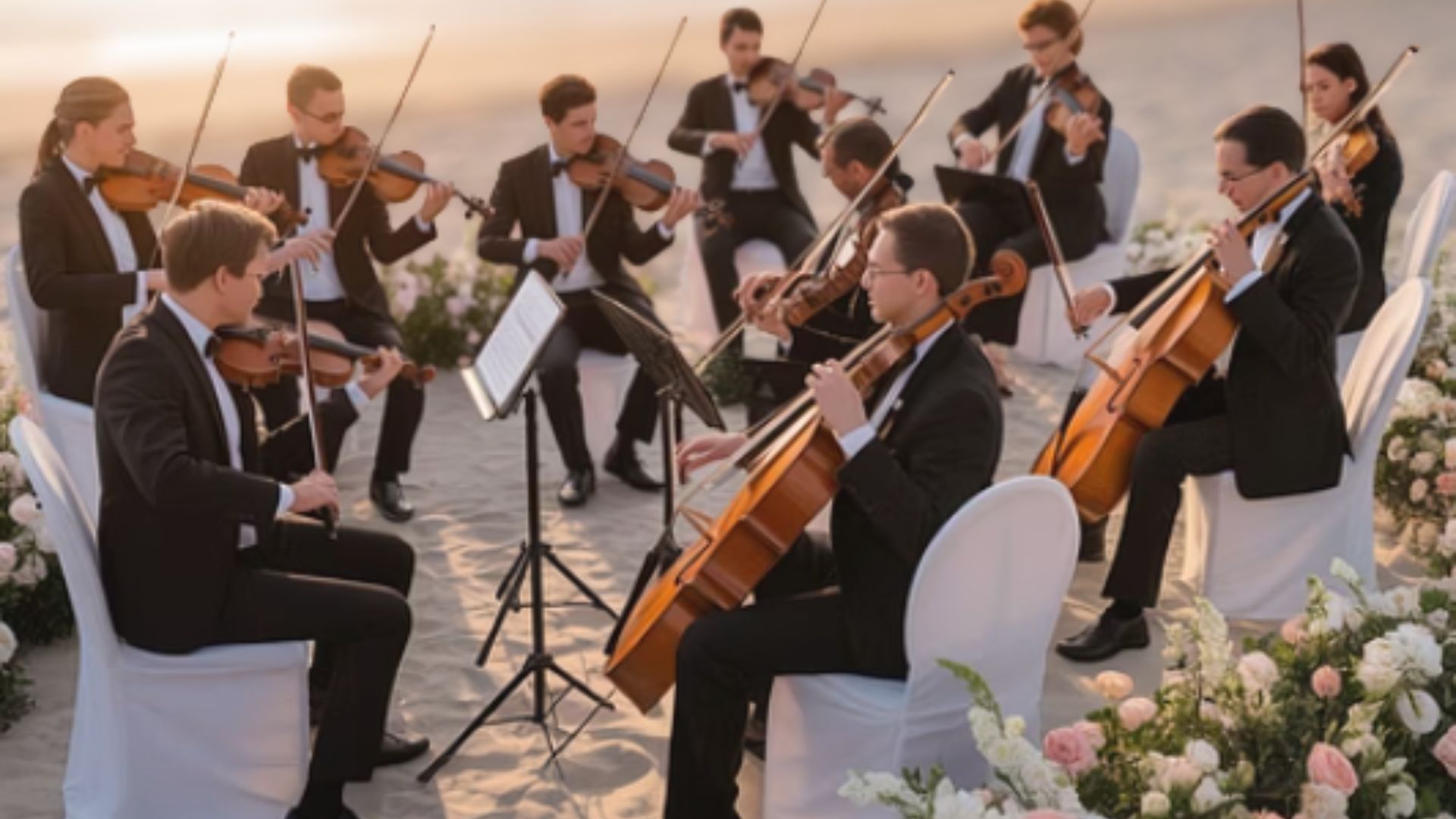 Elegant violin duo performing at a luxury wedding on the French Riviera, Azur Dream Saint-Tropez