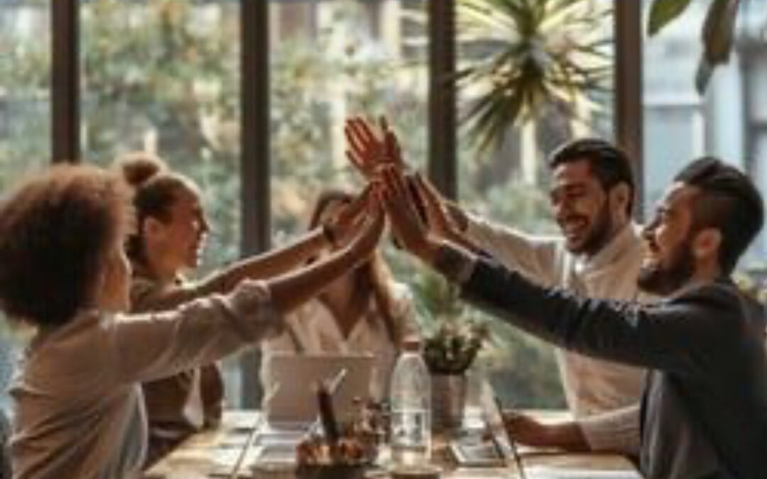 Équipe célébrant lors d’un déjeuner de team building – Azur Dream Saint-Tropez