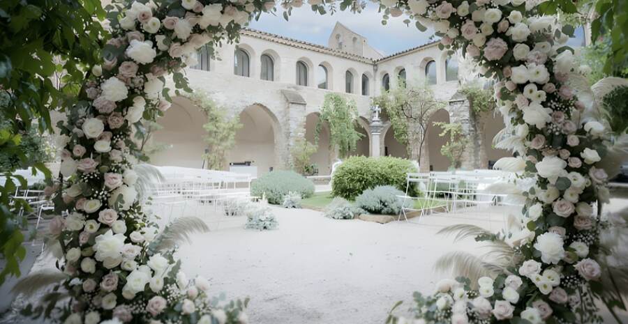 Floral wedding ceremony with a flower arch, Azur Dream Saint-Tropez