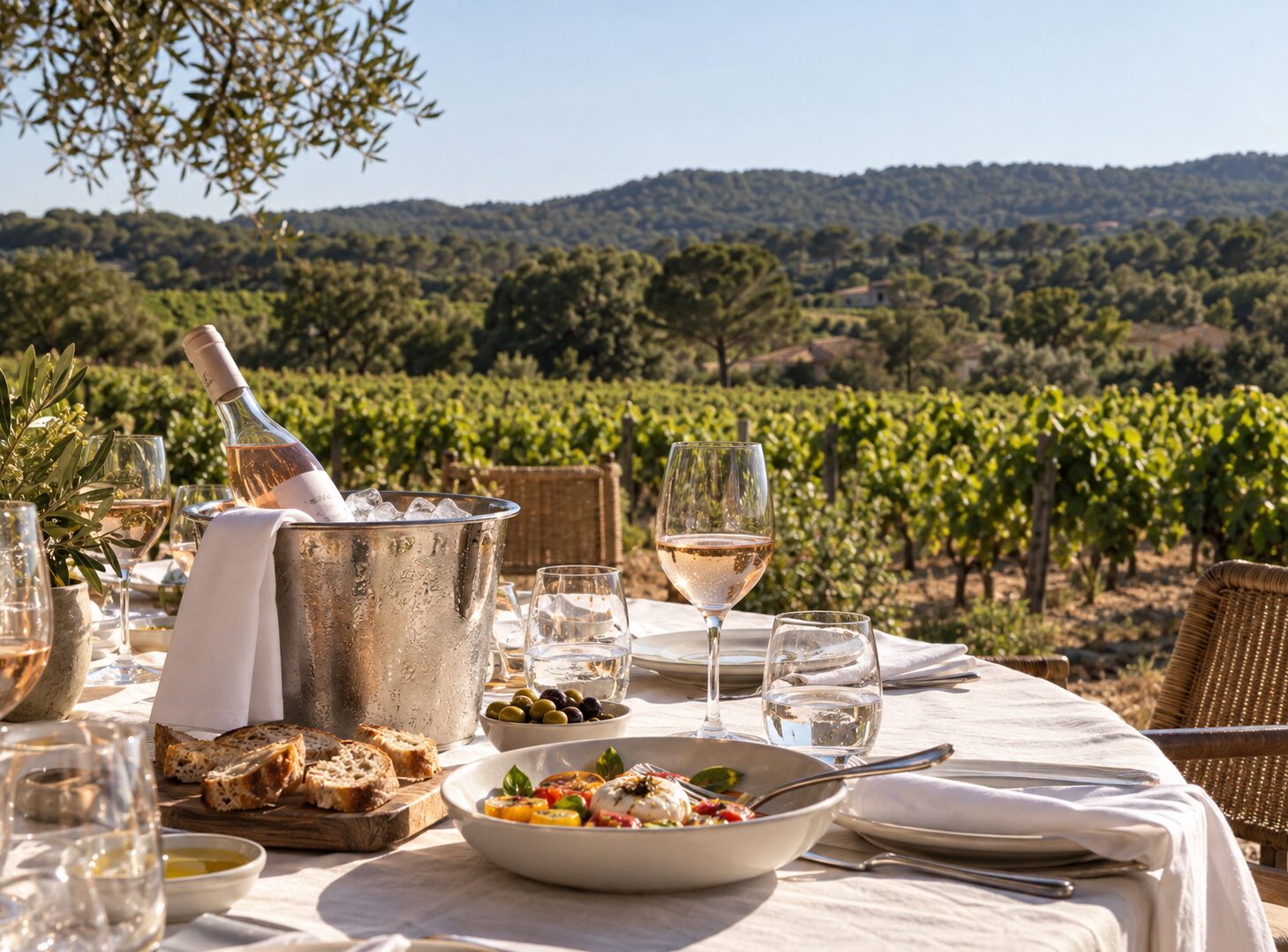 Provençal lunch in a vineyard near Saint-Tropez