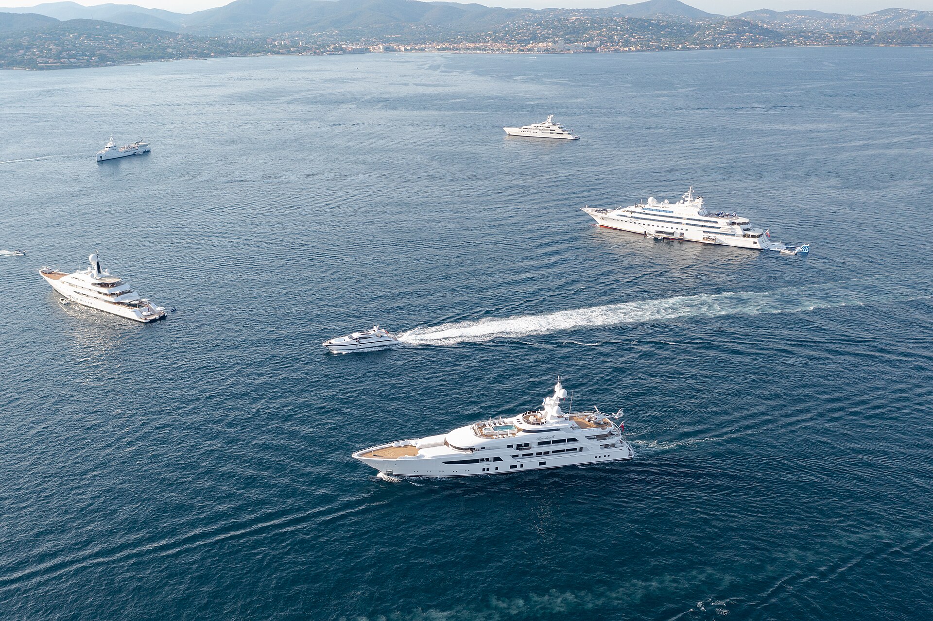 Yachts anchored in the bay of Saint-Tropez