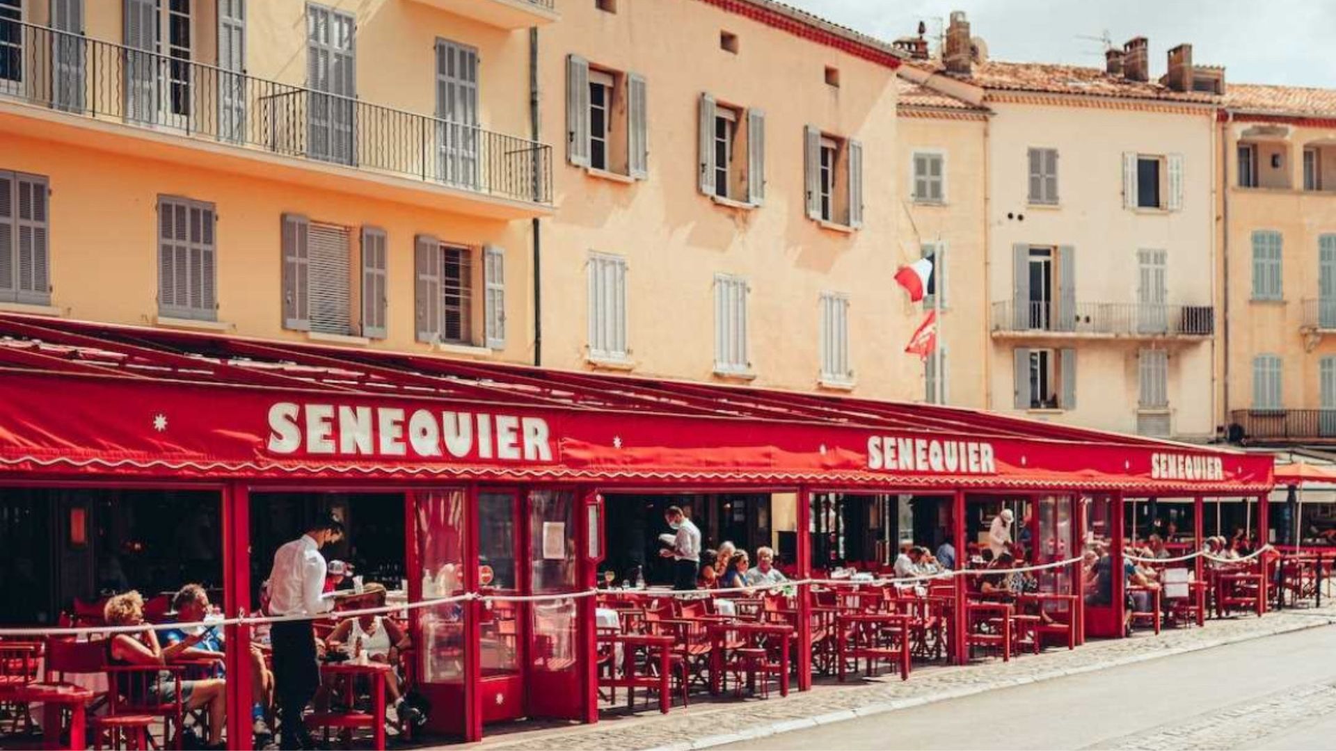 Sénéquier café terrace on Saint-Tropez harbour
