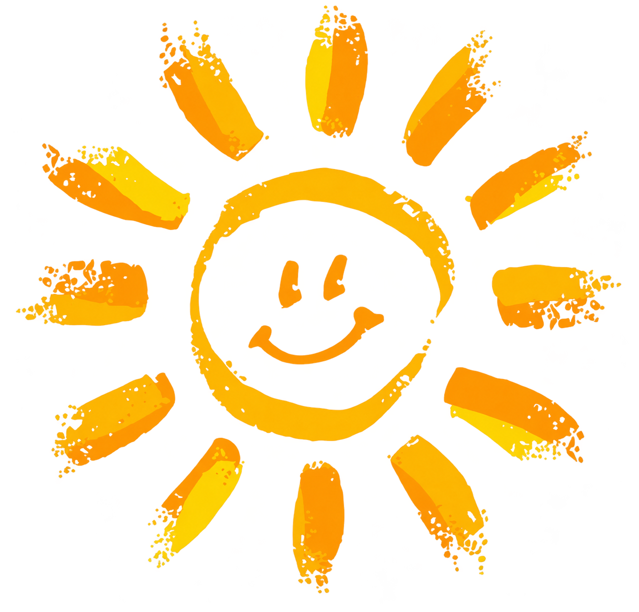 soleil souriant jaune orange pinceau transparent azur dream